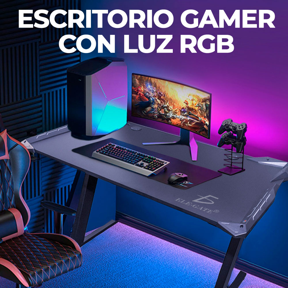 WeHome - Escritorio Gaming LED RGB, Escritorio Gaming para PC Portátil, Mesa  de Juegos, Ordenador y Escritorio Gaming en Superficies Efecto MFC y Fibra  de Carbono (120x60x75 cm, Rojo)
