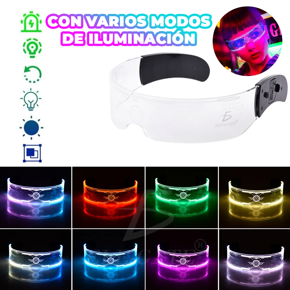  LLSCL Gafas LED de siete colores en uno con luces LED, 7  colores y 5 modos de iluminación, gafas futuristas recargables : Ropa,  Zapatos y Joyería