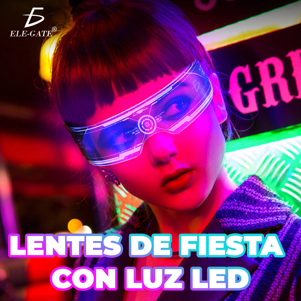 Lentes con Luz LED 7 Colores y 5 Modos Luminosos para Cosplay Fiesta Bar. -  ELE-GATE