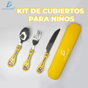 Kit de Cubiertos Infantiles de Acero Inoxidable.