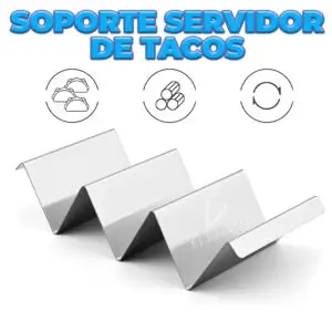 Soporte de acero inoxidable para 3 tacos: practicidad y durabilidad en un solo producto