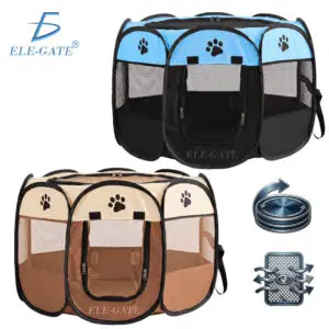 Corral Plegable para Perros y Gatos 91 x 58 cm con Malla Transpirable con Cierre