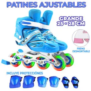 Patines de Ruedas en línea con luz Tamaños Ajustables Talla G
