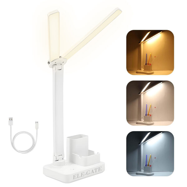 Lámpara de Escritorio LED de Doble Cabeza con 3 Modos de Iluminación - Image 2