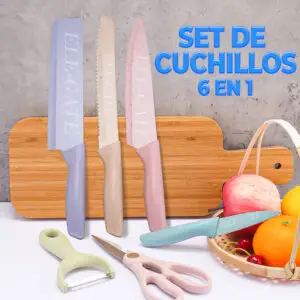 Colorido Juego de Cuchillos de Cocina de Acero Inoxidable.