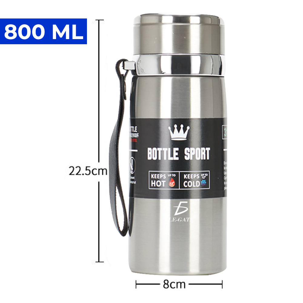 Botella deportiva de acero inox reutilizable de 800 ML