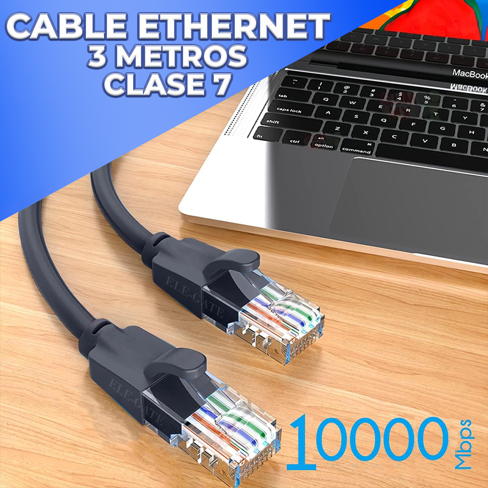 Cable para Red Cat7 Vention RJ45 Ethernet UTP Negro 3m - ELE-GATE