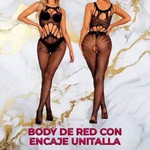 Body de Red con Encaje y Cuello Alto