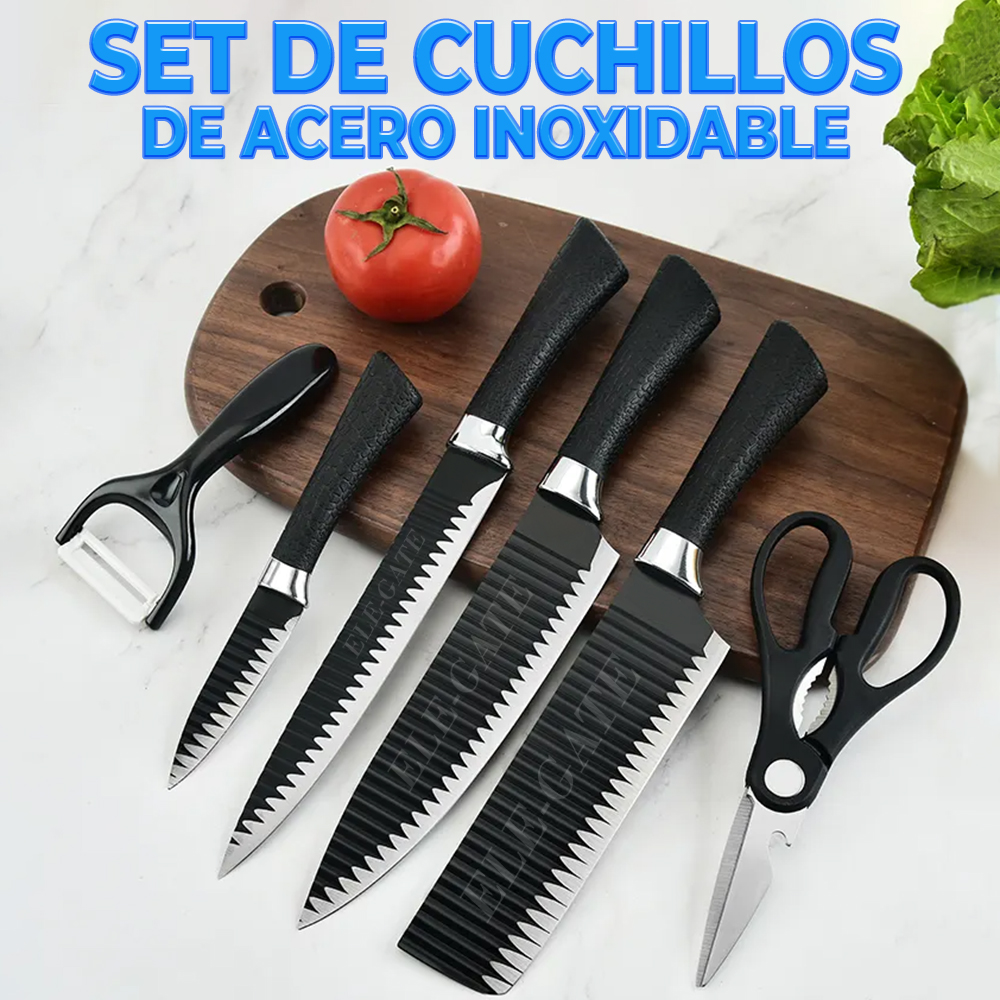 Set Cuchillos De Cocina De Acero Inox 