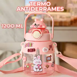 Cantimplora de Agua con Diseño de Oso Kawaii - Con Correa