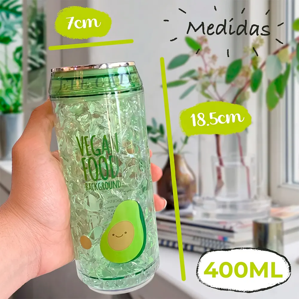 Vaso Térmico con Diseño Divertido de Aguacate - Capacidad de 400ml con Enfriador de Hidrogel - Imagen 5