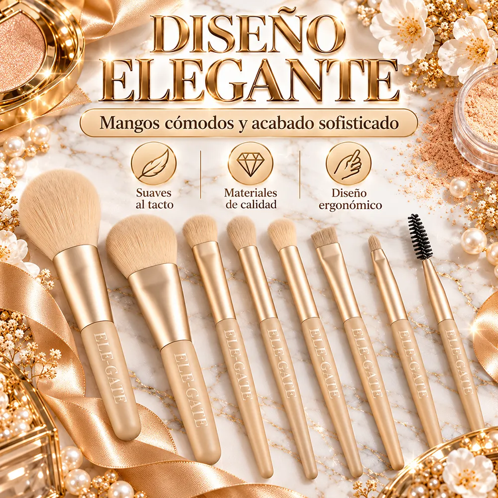 Juego de 8 Brochas de Maquillaje Profesionales para Cosméticos con Bolsa de Maquillaje 4 Colores Disponibles - Imagen 4
