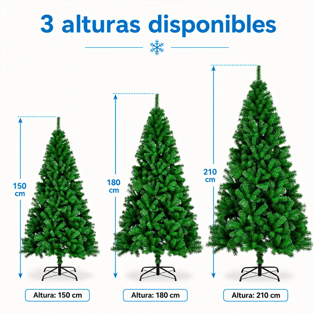 Árbol de Navidad Artificial Verde 210 cm con Base Metálica - Imagen 4