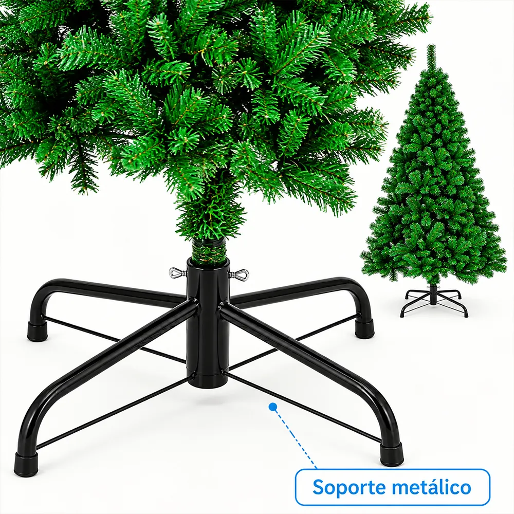 Árbol de Navidad Artificial Verde 210 cm con Base Metálica - Imagen 3