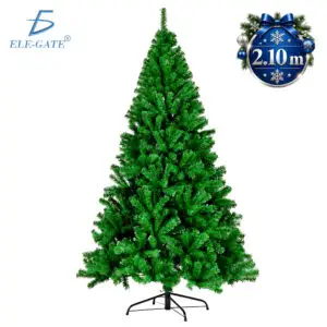 Árbol de Navidad Artificial Verde 210 cm con Base Metálica