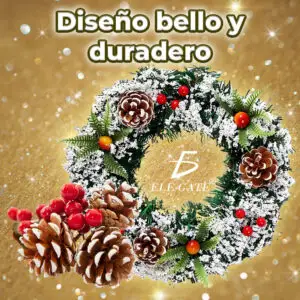 Corona de Navidad de 36 cm con Diseño Único de Bayas y Piñas