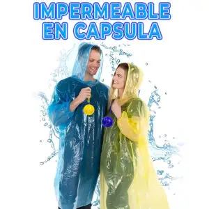 Impermeable De Lluvia Desechable En Llavero De Bola