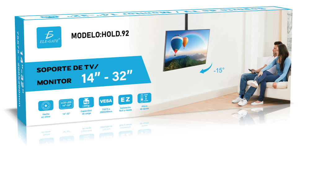 Soporte de pared para TV de hasta 32 pulgadas - JM-1000 Soporte de pared  inclinable para televisores pequeños | Se coloca al ras de la pared: carga