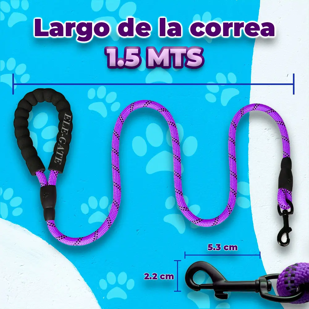 Correa de Perro Reflectante de 1.5 Metros con Asas Dobles - Imagen 2