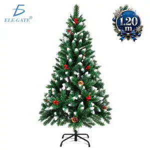 Árbol de Navidad Artificial Verde con Efecto Nevado, Piñas y Frutos Rojos para una Decoración Festiva