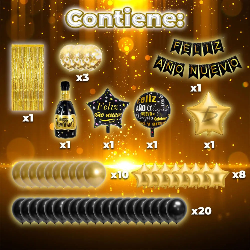 Set de Globos de Fiesta Año Nuevo: Elegancia para Celebrar - Imagen 2