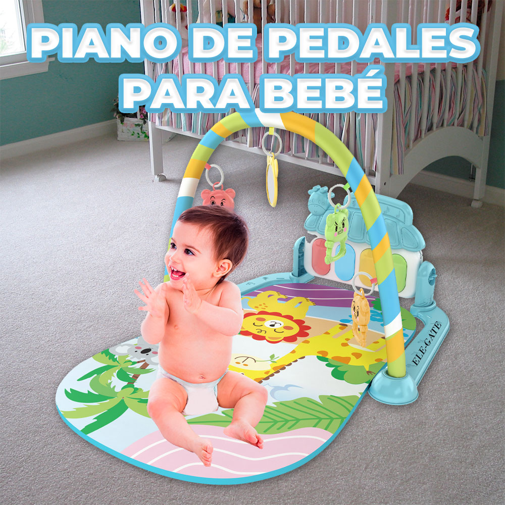 Tapete para Bebé Gimnasio Juguete Actividades Piano Luz Sonido - Azul