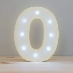 Numero 0 en 3D de Luz Led Luz Cálida.