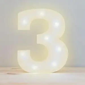 Numero 3 de Luz Led Luz Cálida