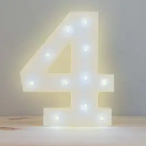 Numero 4 en 3D de Luz Led Luz Cálida.