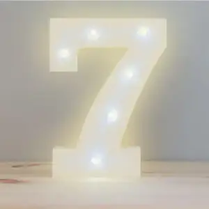 Numero 7 en 3D de Luz Led Luz Cálida.
