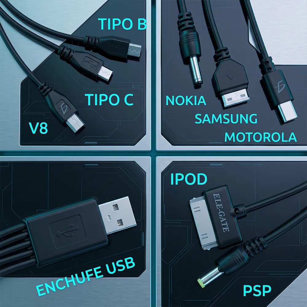 Cable de Carga USB 10 en 1 Portátil y Compatible con Varios Dispositivos, 20 cm - Imagen 4