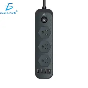 Multicontacto de Alimentación Universal – 3 Clavijas, 3 Puertos USB y 1 Puerto Tipo C para Carga Rápida y Segura