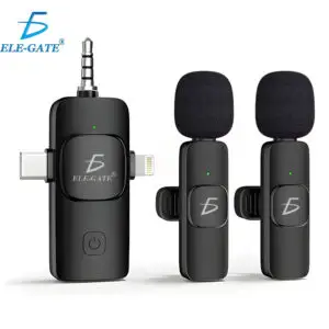 Micrófono Inalámbrico Lavalier 2.4G 3 Entradas 3.5mm, Tipo C y Lighting con Reducción de Ruido