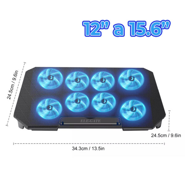 Base Enfriadora para Laptop de 12" a 15.6" Con 8 Ventiladores y Dos Salidas Usb - Image 5