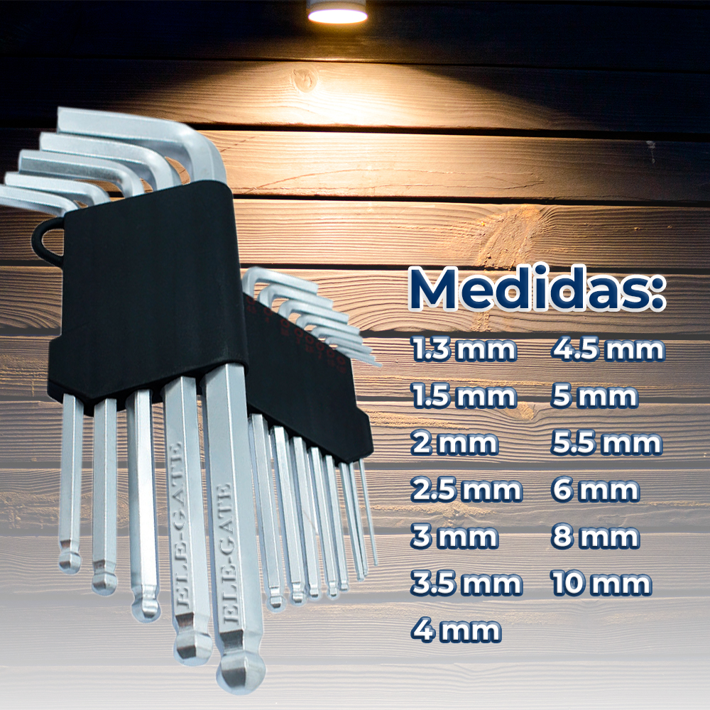 Juego de 13 Llaves Allen de Acero Inoxidable con Punta Adaptable - Image 4