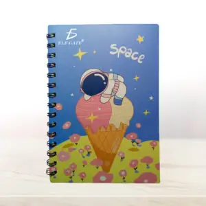 Cuaderno de 80 Hojas Rayadas con Portada Espacial y Espiral Metálico