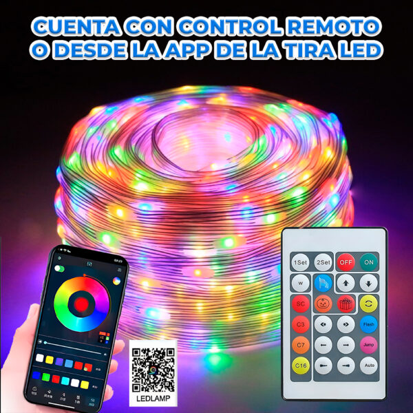 Cadena De Luces Led  RGB 10 Metros incluye Control y Bluetooth - Image 2