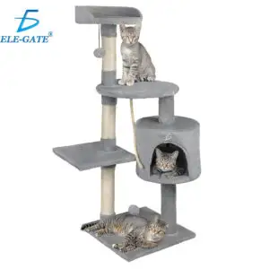 Torre Rascador para Gato de 1.10 m con 4 Niveles y Casita