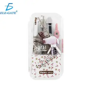Kit de Geometría de 9 piezas con Colores Pasteles y Estuchera Trasparente