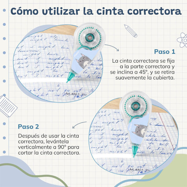 Corrector en Cinta con Colores Neón y Figuras Kawaii - Image 2