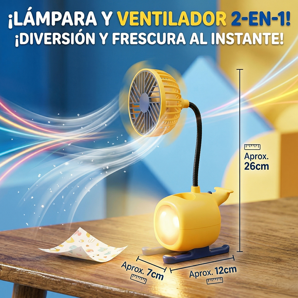 Lámpara Ventilador 2 en 1 Tipo Helicóptero con Organizador - Image 4