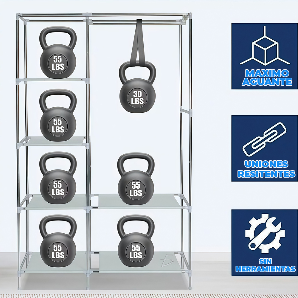 Clóset Montable de 4 Niveles con Perchero y Funda con Cierre - Image 2