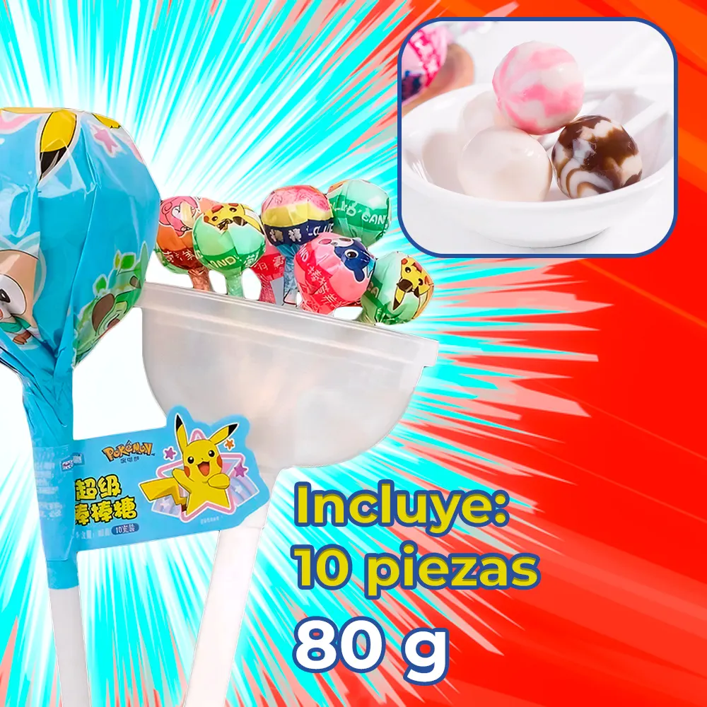 Paleta Gigante de Pikachu con 10 Paletas Lollipop + Pelota LED - Imagen 3