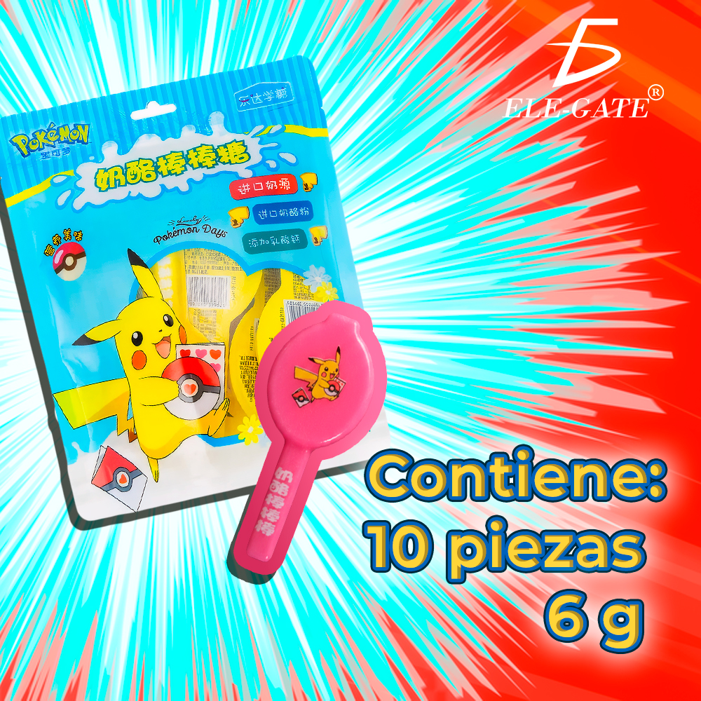 Paletas de Leche Tipo Caramelo Suave con Vitaminas – Pikachu – Paquete de 6 Unidades, Sabores Vainilla y Fresa - Image 3