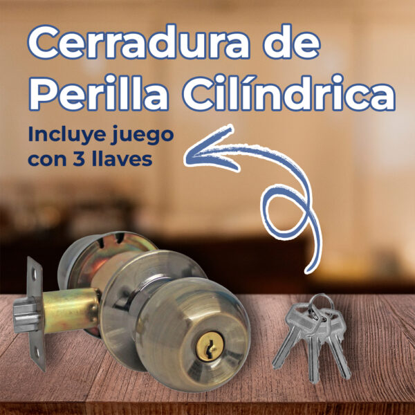 Cerradura para Recámara Latón Antiguo - Image 2