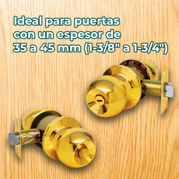 Cerradura para Baño Latón Brillante - Image 4