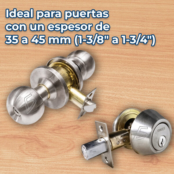 Combo de Chapa y Cerrojo Cilíndrico en Acero Satinado - Image 4