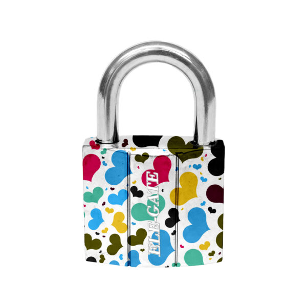 Candado de Hierro de 38mm Blanco con Estampado de Corazones - Image 3
