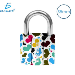 Candado de Hierro de 38mm Blanco con Estampado de Corazones