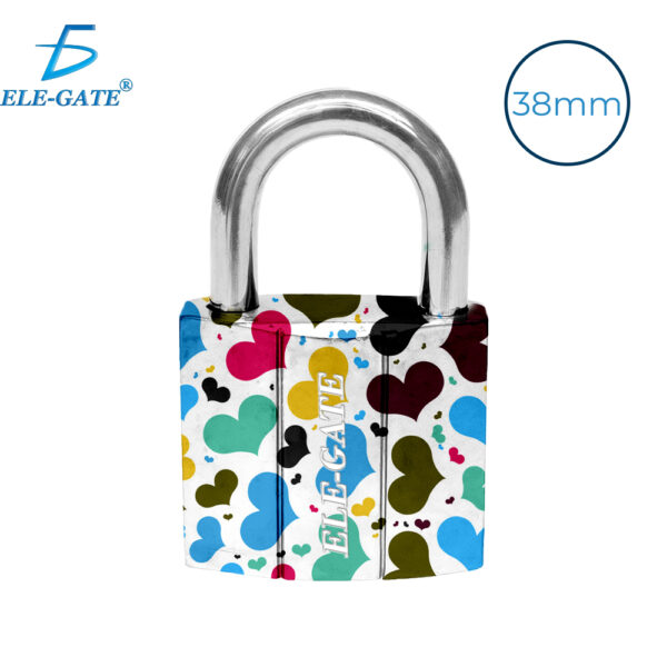 Candado de Hierro de 38mm Blanco con Estampado de Corazones